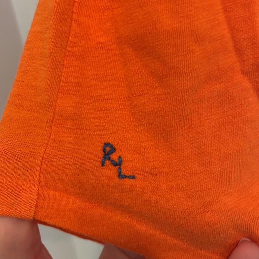 Polo Ralph Lauren Distressed Deep V-Neck Orange T-Shirt - Picture 12 of 13